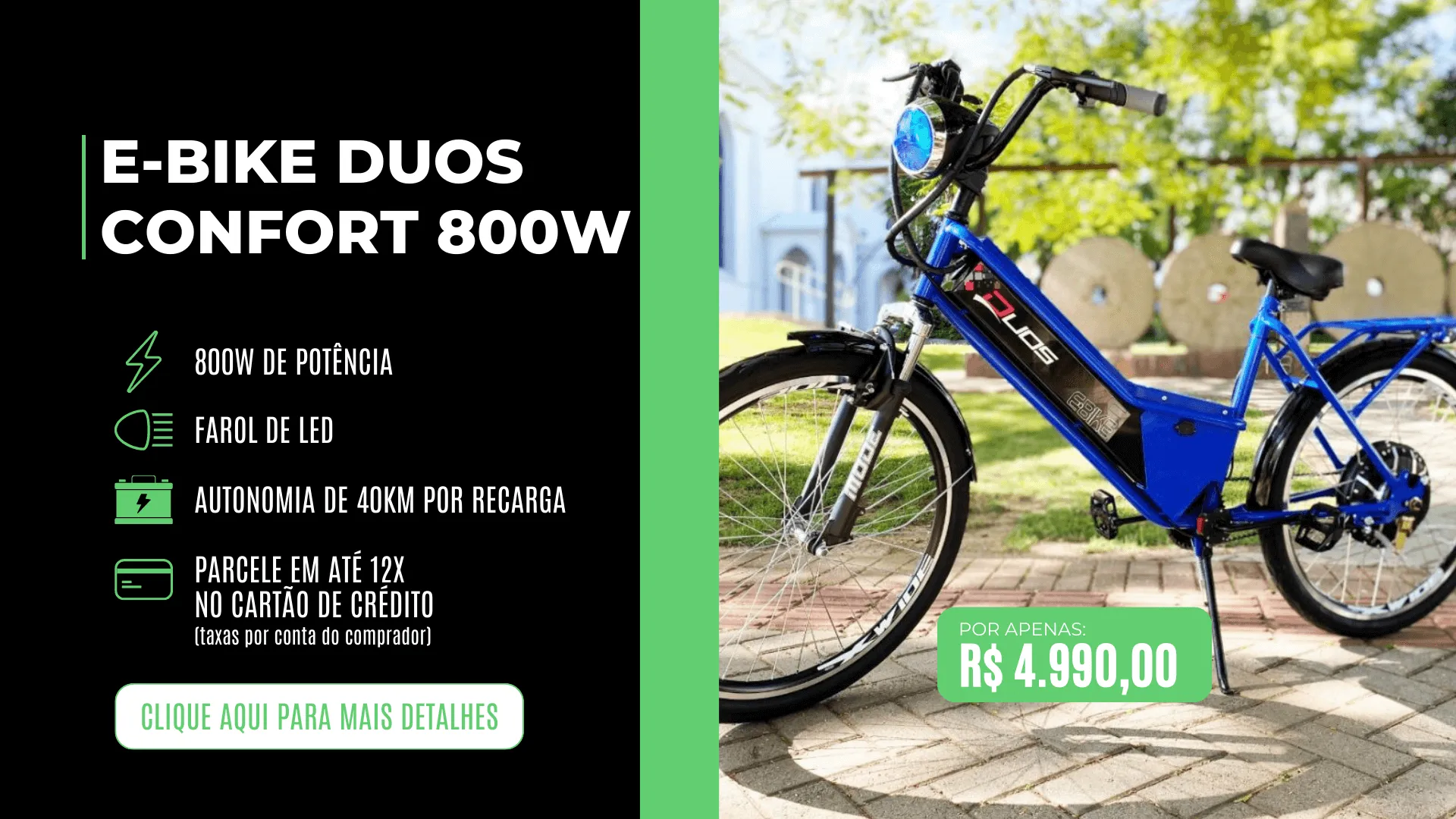 Banner – Bicicleta Elétrica E-bike Duos Confort 800w